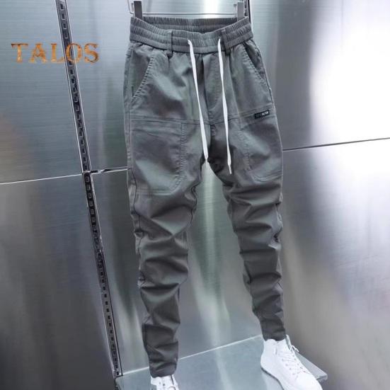 Pánské Cargo Kalhoty Volné Stahovací šňůrka na kotníky Pružný pas Jednobarevné Více kapes Fitness Streetwear Outdoor Cestování Sportovní kalhoty