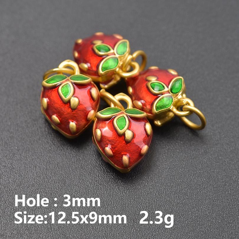 10pcs Cute Strawberry Pendant Charm Enamel Charms For Jewelry Making Supplies Fruit Accessories Handmade Materials DIY Breloque
