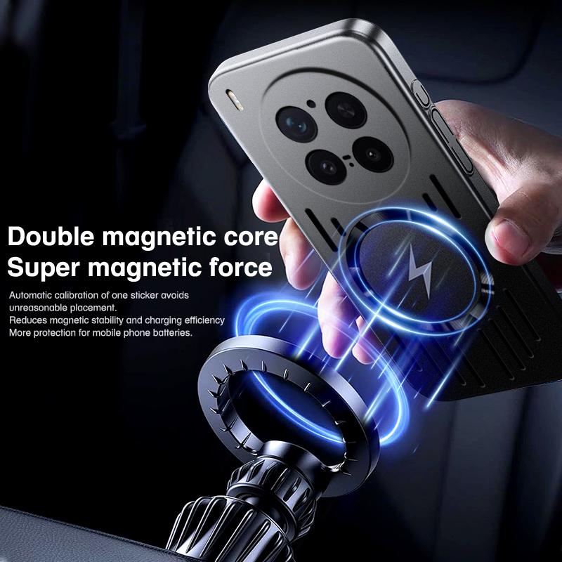 Luxury Frosted Mesh Heat Dissipation For Magsafe Magnetic Phone Case For VIVO X300 IQOO 13 12 Pro Wireless Charge Bumper Cover