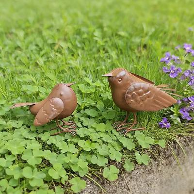 Vintage Eisen Vögel Statue Handgefertigte Gartendekorationen Mit Ausdrucksstarken Augen Für Außenbereich, Terrasse, Rasen, Innenbereich, Perfektes Geschenk