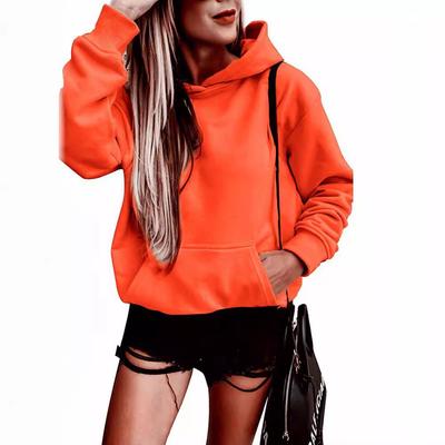 Damen Herbst- und Winter-Fleece-Oberteil Lockerer Schulterärmel Pullover Hoodie