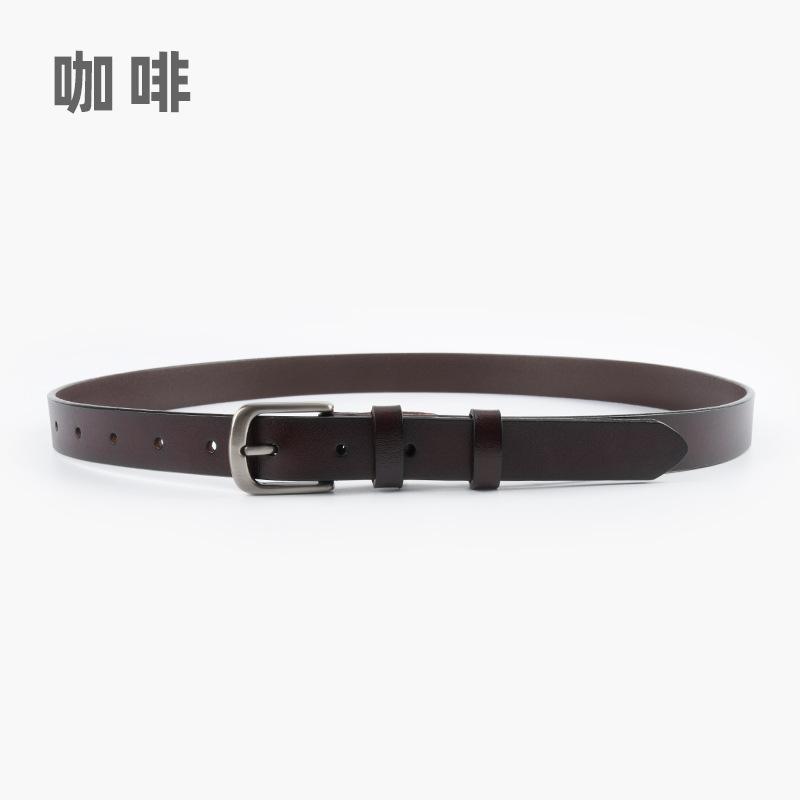 

Женский кожаный ремень из коровьей кожи, классический простой повседневный ремень для брюк и джинсов, женский ремень премиум-класса 105cm кофейный