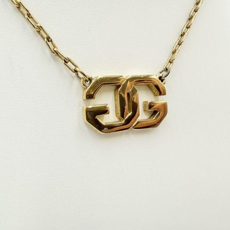 Used GIVENCHY GG Logo Vintage Necklace Gold Tone Chain Women's Total Length 38cm