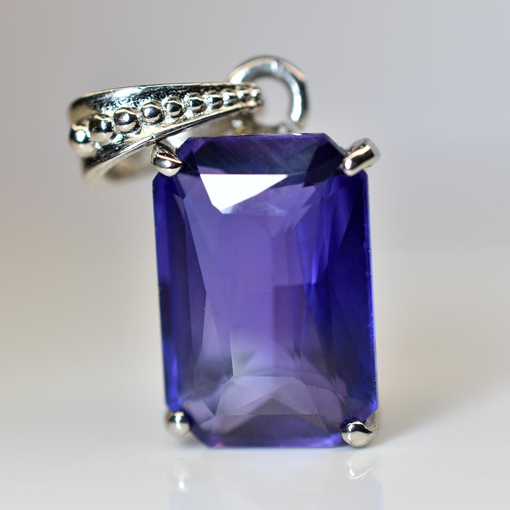 Pandantiv din Argint Sterling 925 Tanzanit Natural Violet 22.40 Ct Piatră Prețioasă CERTIFICAT my.pd-25-k