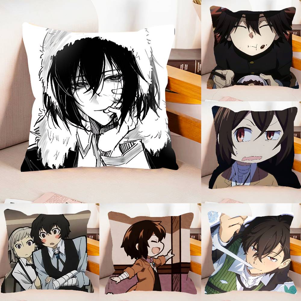 Anime BBungo StrayDogsS Cute Case Plush Fabric Soft Pillowcase Double Sided Print Cushion Cover Household Gifts