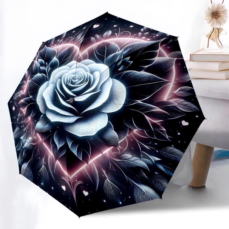 1pc Rose Mandala Automatic Umbrella Portable Home Essential Umbrella, Iron Umbrella Structure Suitable for All Seasons yy251123145
