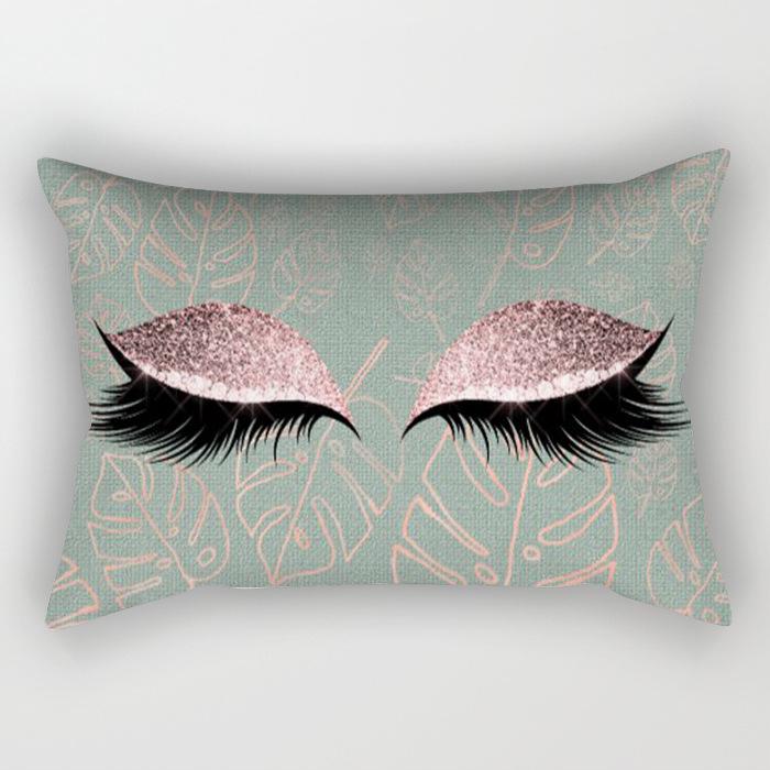 Eyelash Pillow Case European and American Fashion Sleep Waist Pillow Case Living Room Sofa Cushion Pillow Core