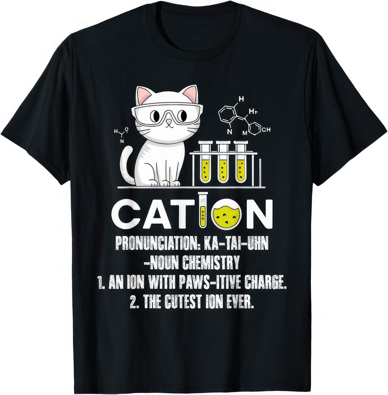 Cation Pronunciation Cat Chemistry Science Funny Joke Rude Humor T shirt M