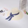 Summer new hat women's polka dot bow streamer straw hat travel beach hat big edge sun hat