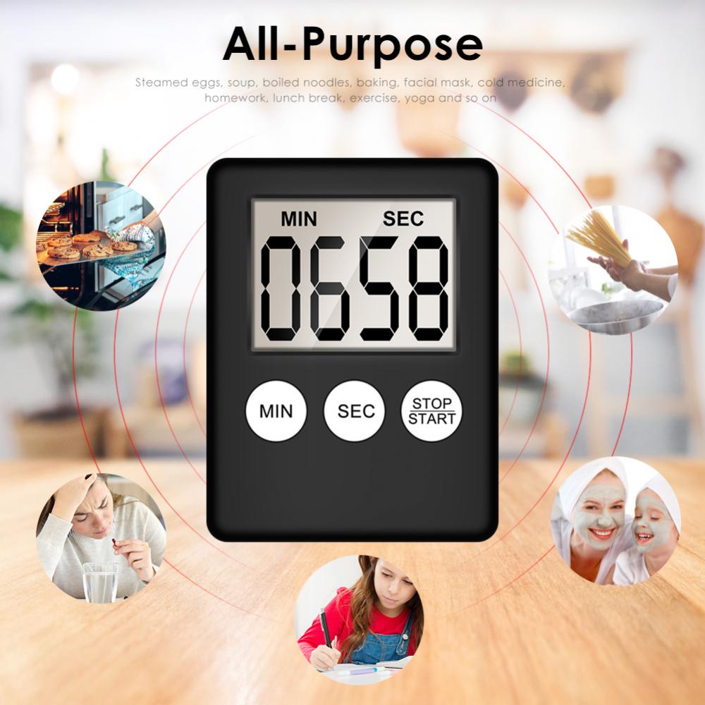 Magnet Kitchen Cooking Timers LCD Digital Screen Kitchen Timer Square Cooking Timer Count Up Countdown Alarm Clock For Kitchen