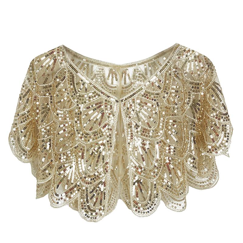 

1 шт. Полиэстер Винтажная Шаль Ажурная Женская Стильная Вечерняя Блестящие Пайетки Бисероплетение Коктейльная Вечеринка