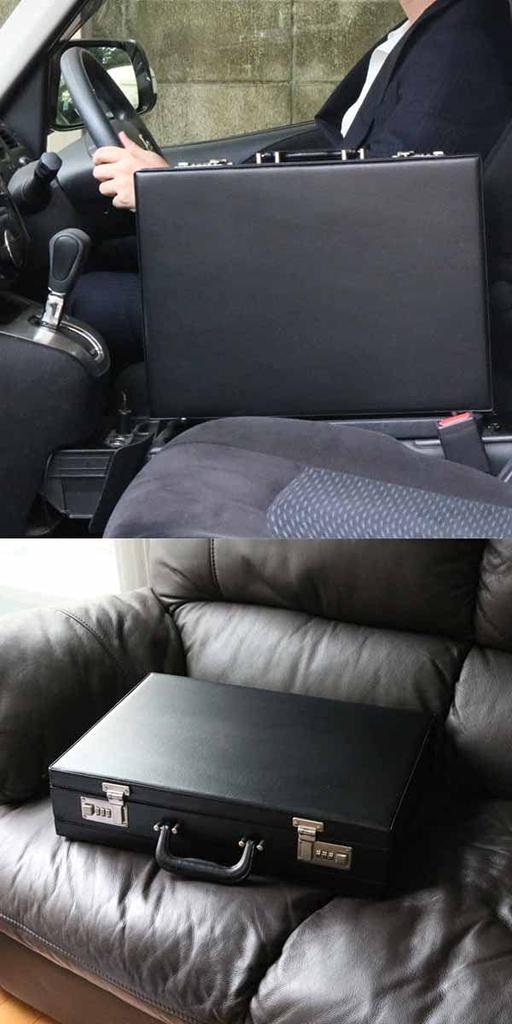 Bercute Schwarzer Aktenkoffer, A4B4 Größe, Sicherheitskoffer, Leder, Hartschloss, Zahlenschloss, Businesstasche, PC-Computertasche, Dokumentenaufbewahrung, Leichtgewicht,