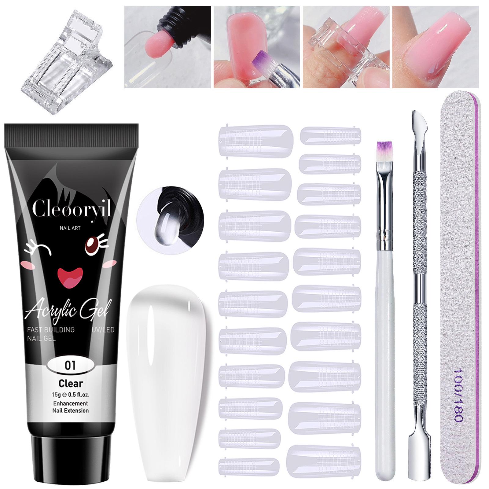 

15ml Cross-Border Crystal Nail Extension Gel Set with Form Brush (6-Piece)