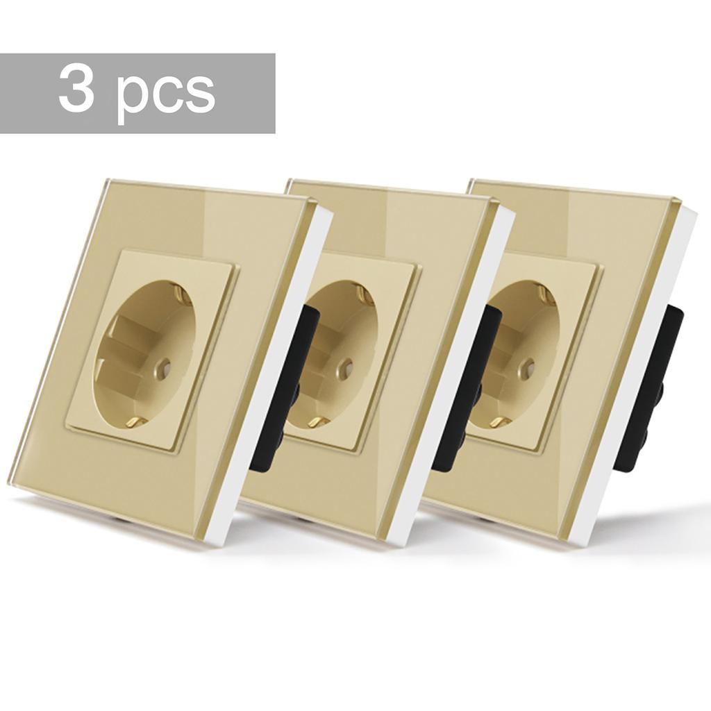 BSEED Touch Lichtschalter 1-fach 3-Wege für Treppenhaus Flur Korridor EU Standard Glasplatte Blaue Hintergrundbeleuchtung 10A 3er-Pack