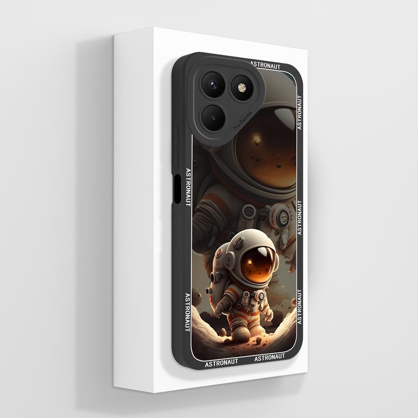 For Tecno Pova 7 6 5 4 Pro Pop 8 9 10 10C Flying Astronaut Phone Cases Camera Protection Liquid Silicone Shockproof Back Covers Shell For Tecno Casing