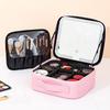 Large Capacity Travel Makeup Bag With LED Lighted Mirror Women PU Cosmetic Organizer Multi-Compartment Storage