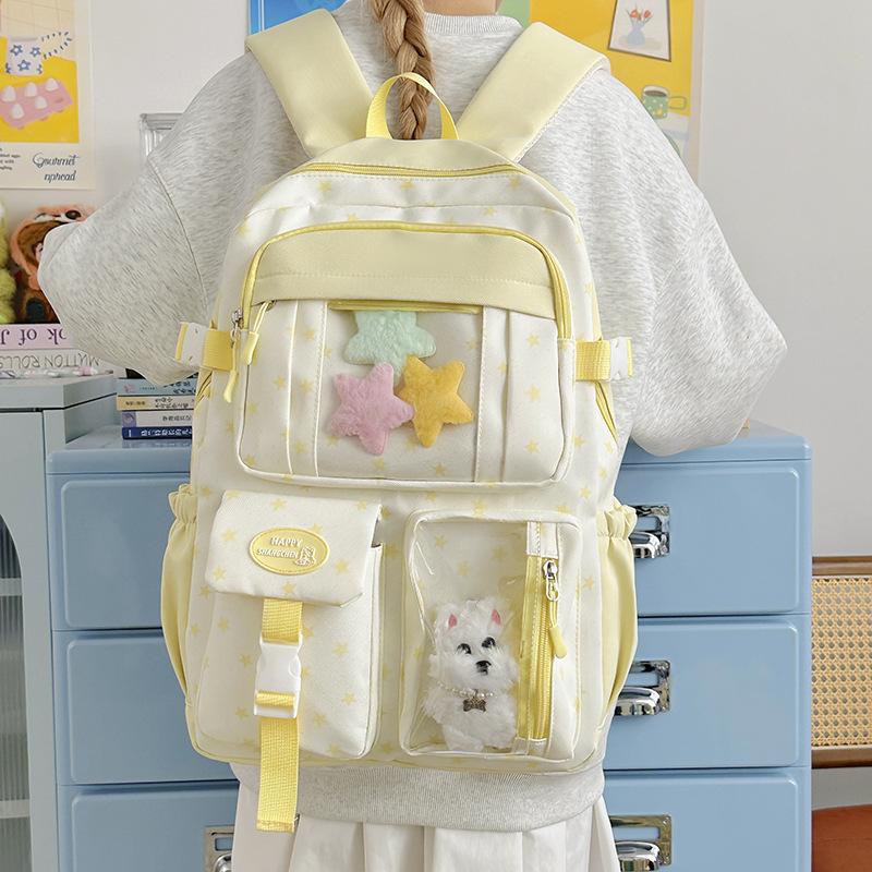 Schoolbagins College Cute Large Capacity Star Backpack Female High School Junior High School Student School Bag Computer Backpack