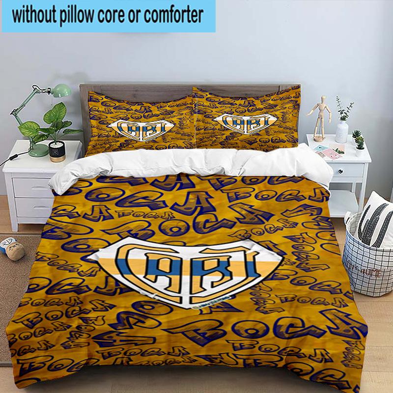 3pcs Boca Juniors Football Club Design Bedding Set Duvet Cover Closure Includes 1 Duvet Cover & 2 Pillowcases Bedding Sets Home Decor Gifts