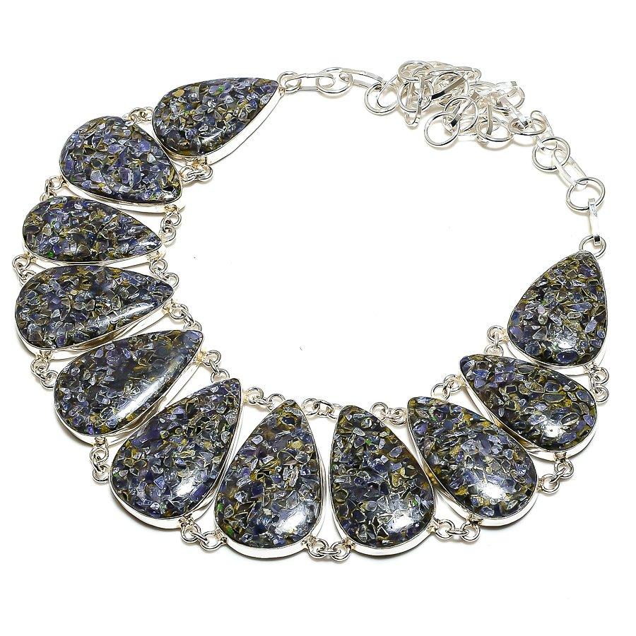 

Copper Tourmaline Gemstone 925 Sterling Silver Jewelry Necklace 18 SU-9771