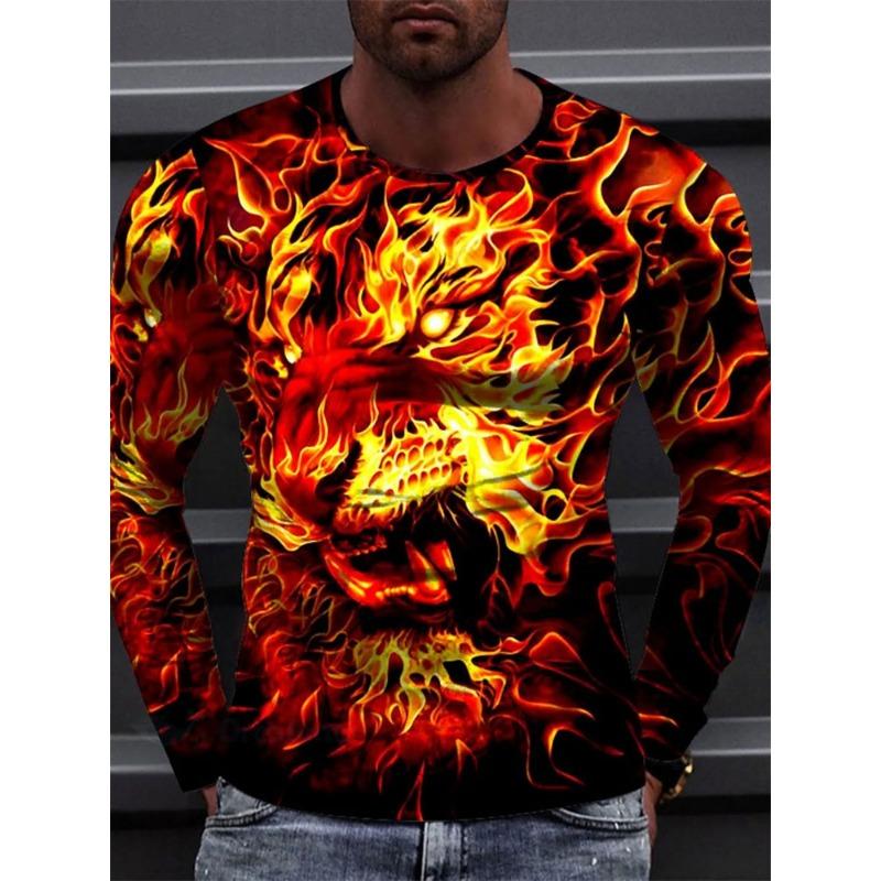 Уличная мода Мужская футболка с длинным рукавом с принтом скорпиона Осень Повседневная мужская футболка с длинным рукавом Верх для занятий спортом на открытом воздухе Мужской топ с длинным рукавом