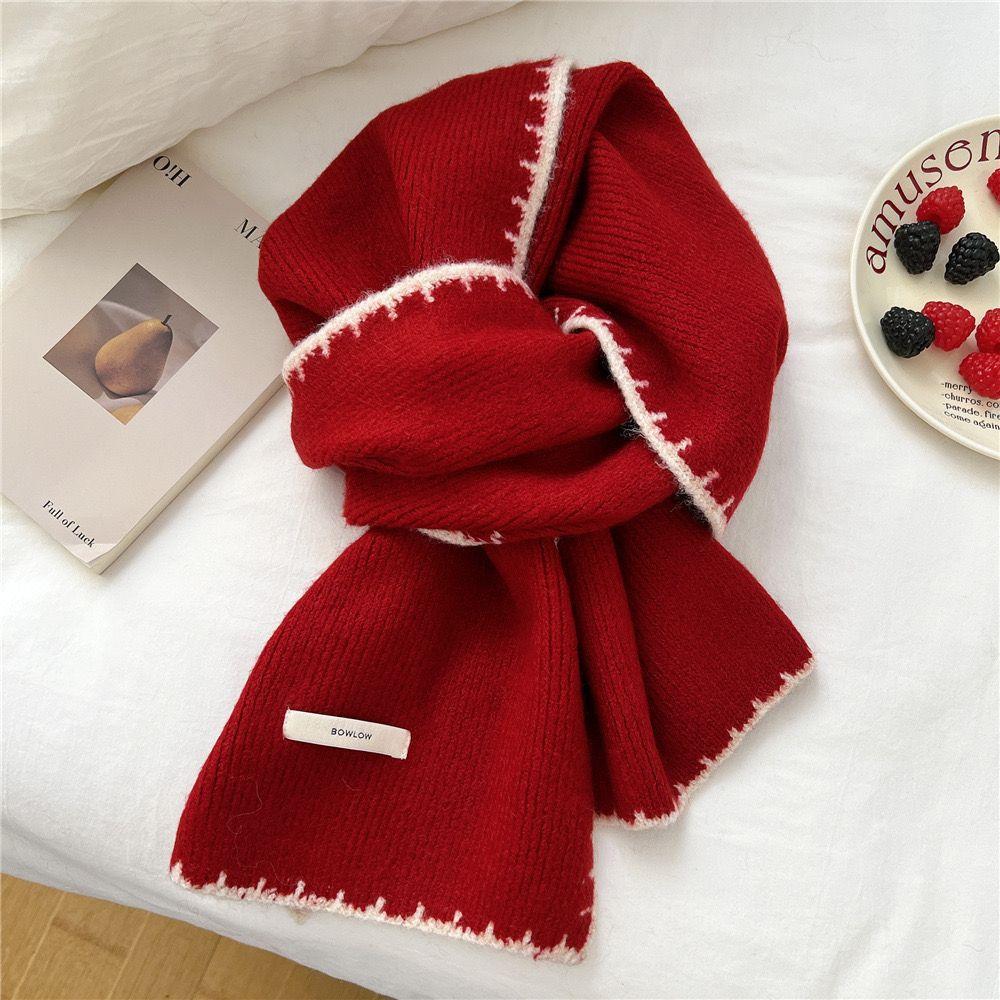 Christmas Snowflake Double-sided Knitted Cashmere Scarf Women's Winter Korean Atmosphere Warm Neck Protection Wool Scarf Shawl