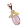 Natural Rose Quartz 925 Solid Sterling Silver Jewelry TwoTone Pendant 1.50" Z3m79