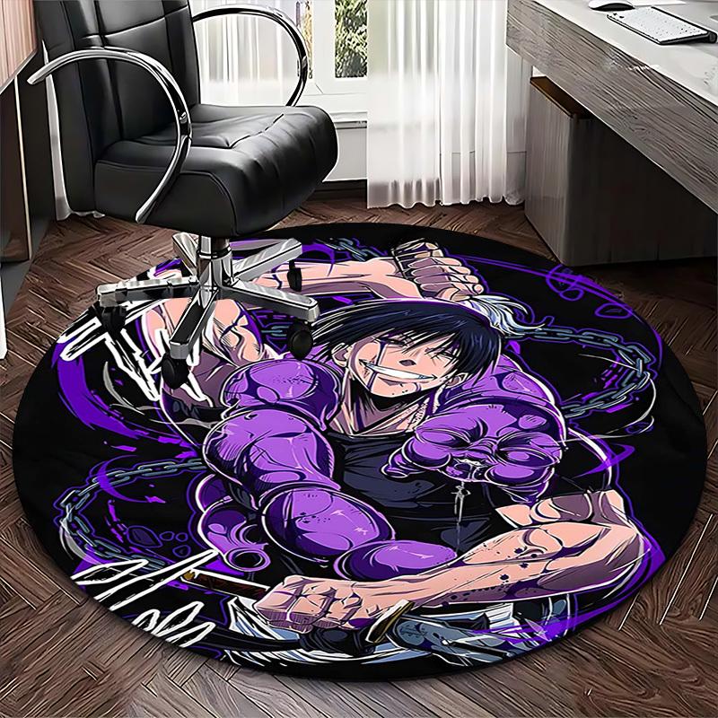 1pc My Hero Academia Shoto Todoroki Round Carpet - Anime Cartoon Design Chair Mat, Non-Slip Rug for Office, Home Decor, Living Room