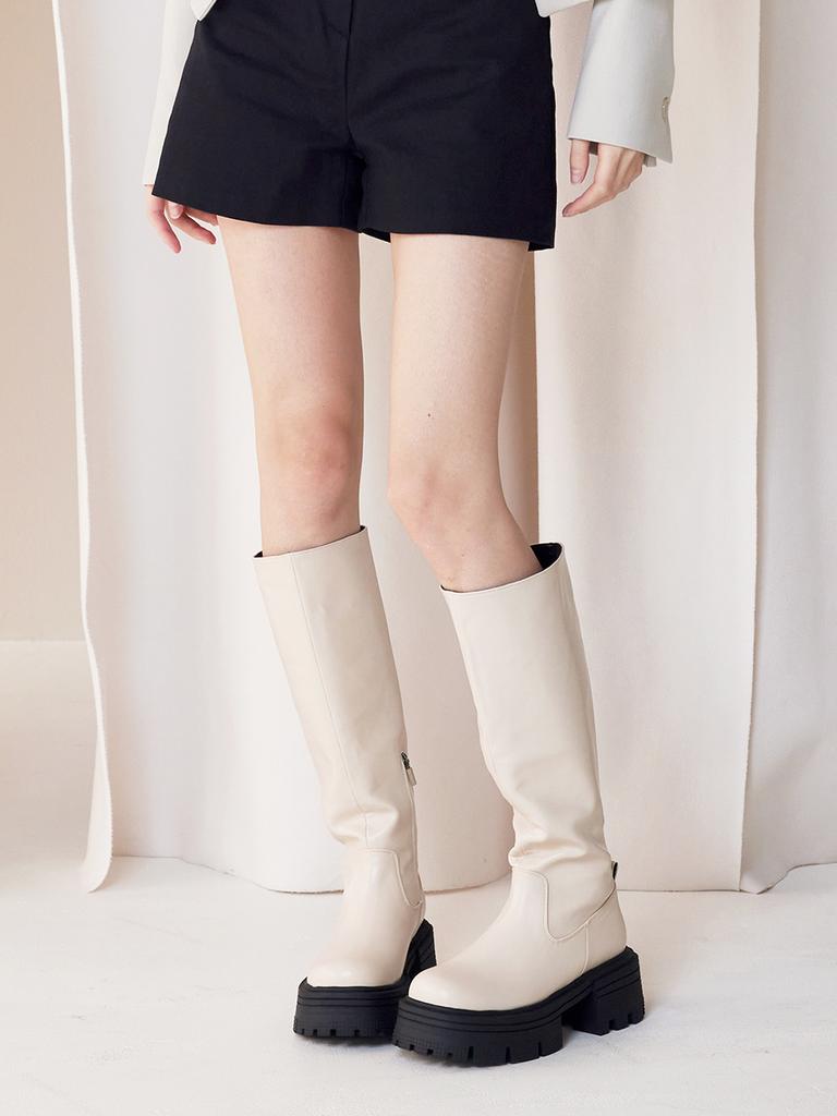 Cesti Fashion Slim High-Top Long Boots (Ivory)