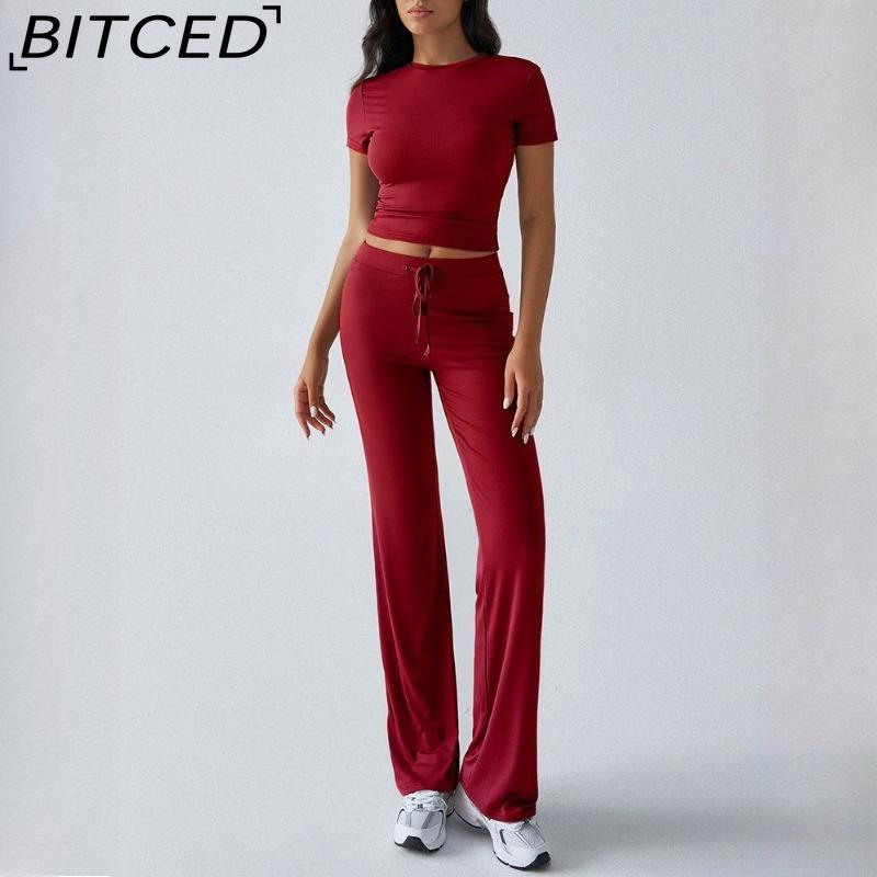 BITCED Women's Autumn/Winter Elegant Solid-Colour O-Neck Urban Casual Fashion Set