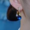 Elegant Deep Sea Blue Crystal Ear Cuffs - 2024 Niche Design