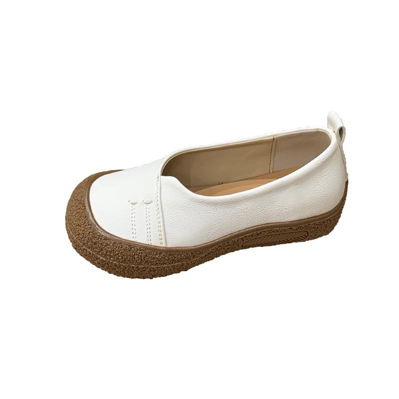 Foreign Trade Shallow Mouth Single Shoes 2025 Autumn Thick-soled One-pedal Large-size Lazy Single Shoes Women's Retro Round Head Single Shoes