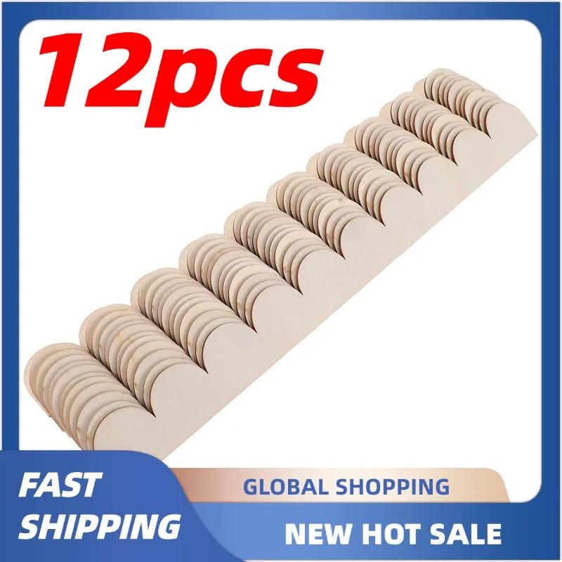 12pcs Wood Border Trim Scalloped Unfinished Decorative Edge Wooden Strips Moulding For Diy Crafts Wall Cabinet Home Decoration