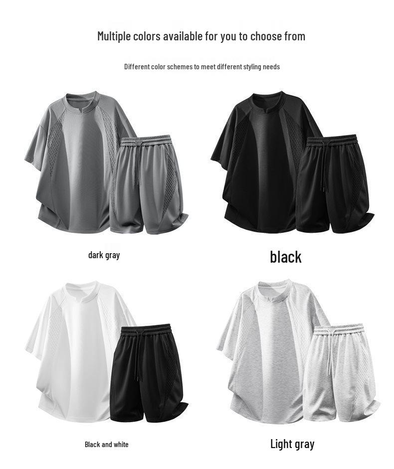 2026 Men's Summer Sports Casual Suit: Short Sleeve T-shirt & Five-Point Pants Set