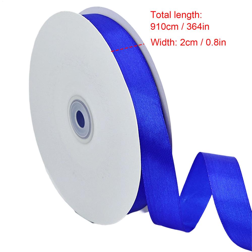 2cm Ribbon Satin Roll 100 Yards Smooth Double-Faced Satin Ribbon Gift Packaging Birthday Cake Ribbon Wedding Weaving Ribbon 910x2cm синий