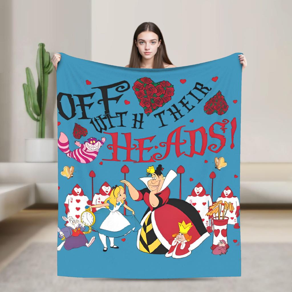 Regina di Cuori Alice nel Paese delle Meraviglie Coperte Velluto Carte da Gioco Calda Coperta da Viaggio per Esterno Biancheria da Letto Plaid Pezzo di Tappeto