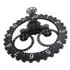 European Style Retro Mechanical Gear Clock Single Sided Pointer Digit Display Big Wheel Wall Clock Black