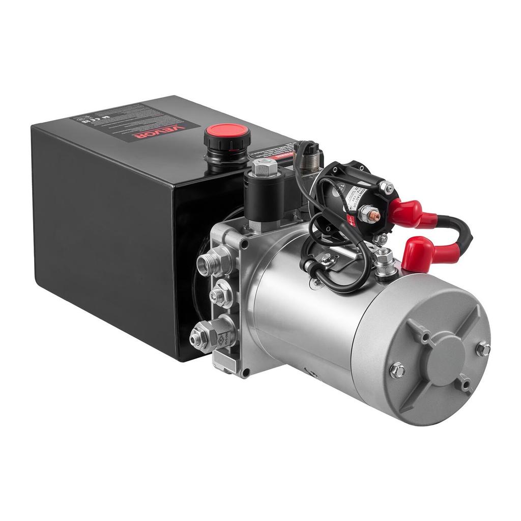 6 L Hydraulic Power Unit, Single Acting Dump Trailer Pump, 22 MPa Max Relief Pressure & 3.4 L/min Flow Rate, DC 12V Hydraulic Pump with Metal