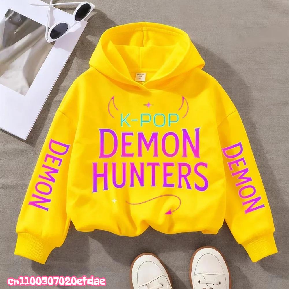 Children's KPop Demon Hunters Hoodies Girls Pink Boy Pink Tops Sweatshirt Long Sleeve Pullovers Coat Autumn Winter Casual Hooded