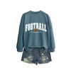 Womens Casual Round Neck Long Sleeve Cotton Sweatshirt With Football Mom Print - Loose Fit Plus Size S-XXL