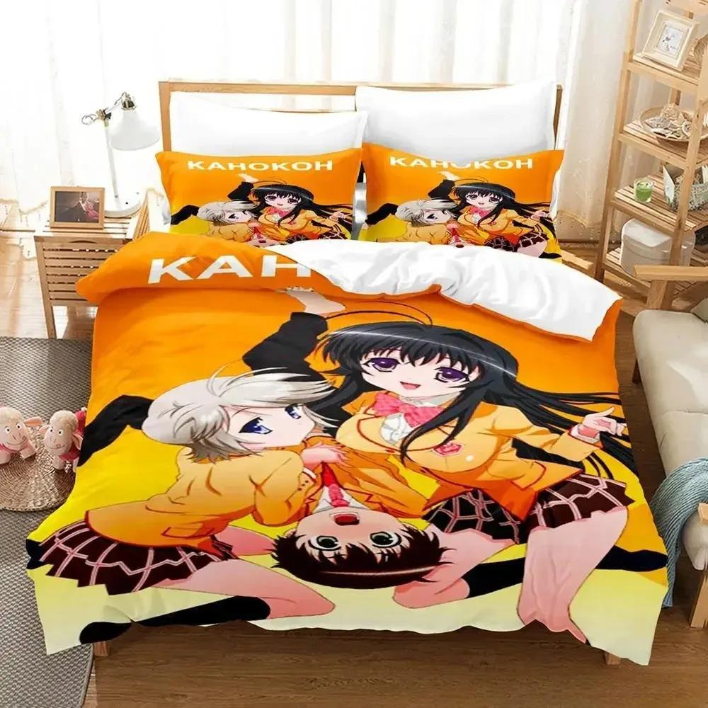 Neues Kanokon Bettwäscheset Einzelbett Twin Full Queen King Size Bettset Erwachsener Kind Schlafzimmer Bettbezugsets 3D-Druck Anime Bettlaken-Set