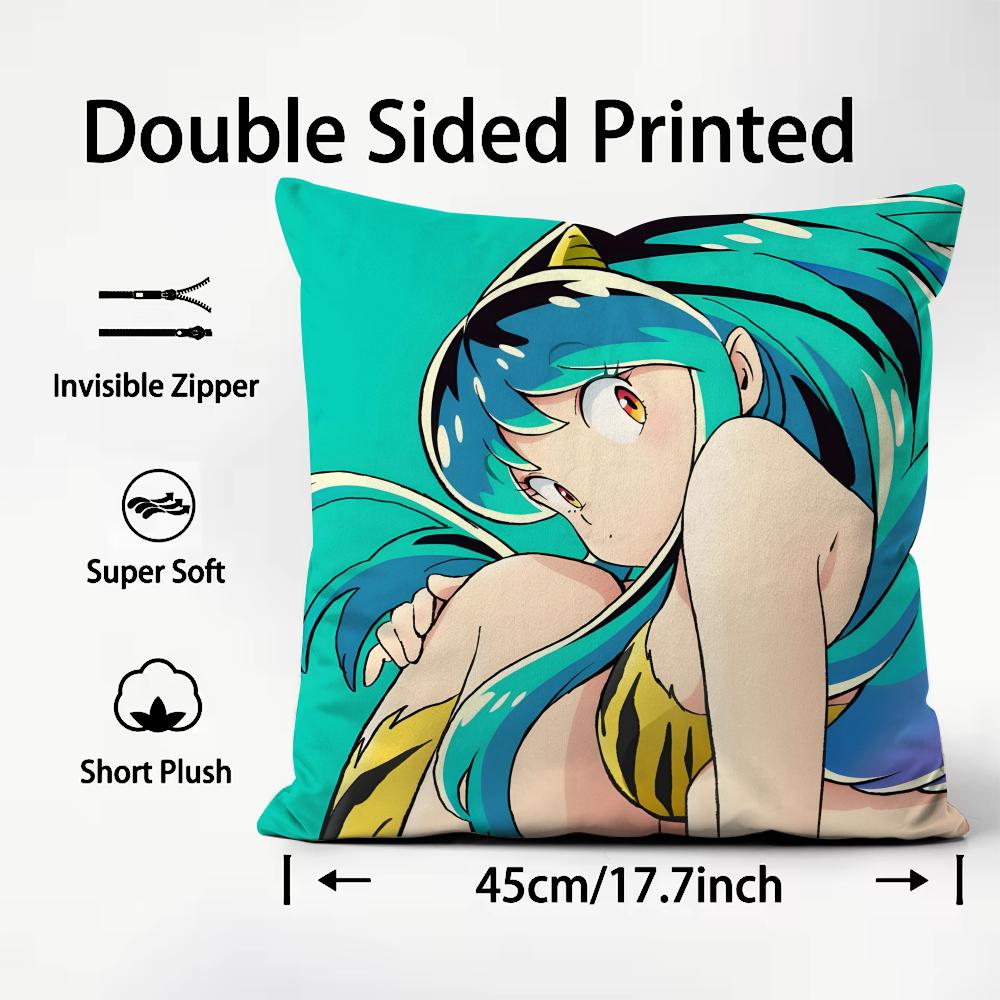 UUrusei YatsuraA Anime Cushion Cover Plush Fabric Soft DoubleSided Printed Sofa Warm Winter Home Child Gift Pillow Case