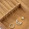 Layered Stacked Star Moon Necklace French Design Sense Personality Temperament Collarbone Chain