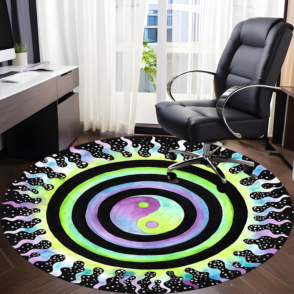 1pc Yin Yang Mandala Carpet for Office Non-Slip, Round Carpet, Soft & Comfortable, Carpet for Office, Lightweight Round Floor Mat yy251226078