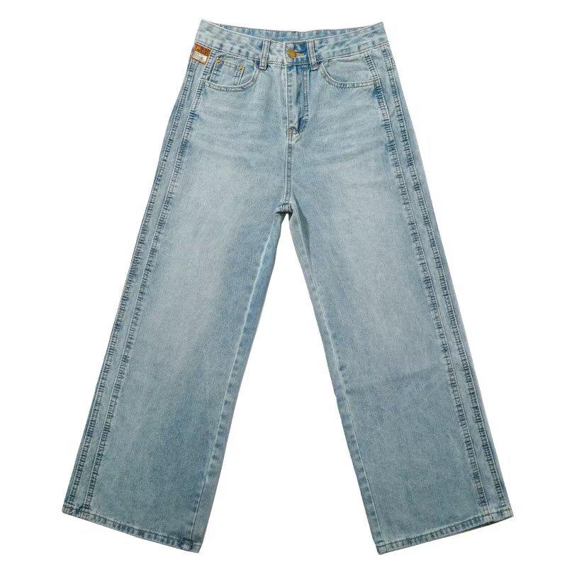 Světle modré džíny s vysokým pasem a širokými nohavicemi - Dámský design s rovnou nohavicí po zem 2025