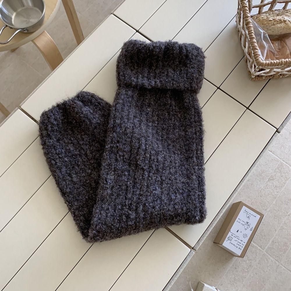Y2K Winter Leg Warmers Foot Cover Knit Long Stockings Harajuku Plush Leg Socks Spicy Girls