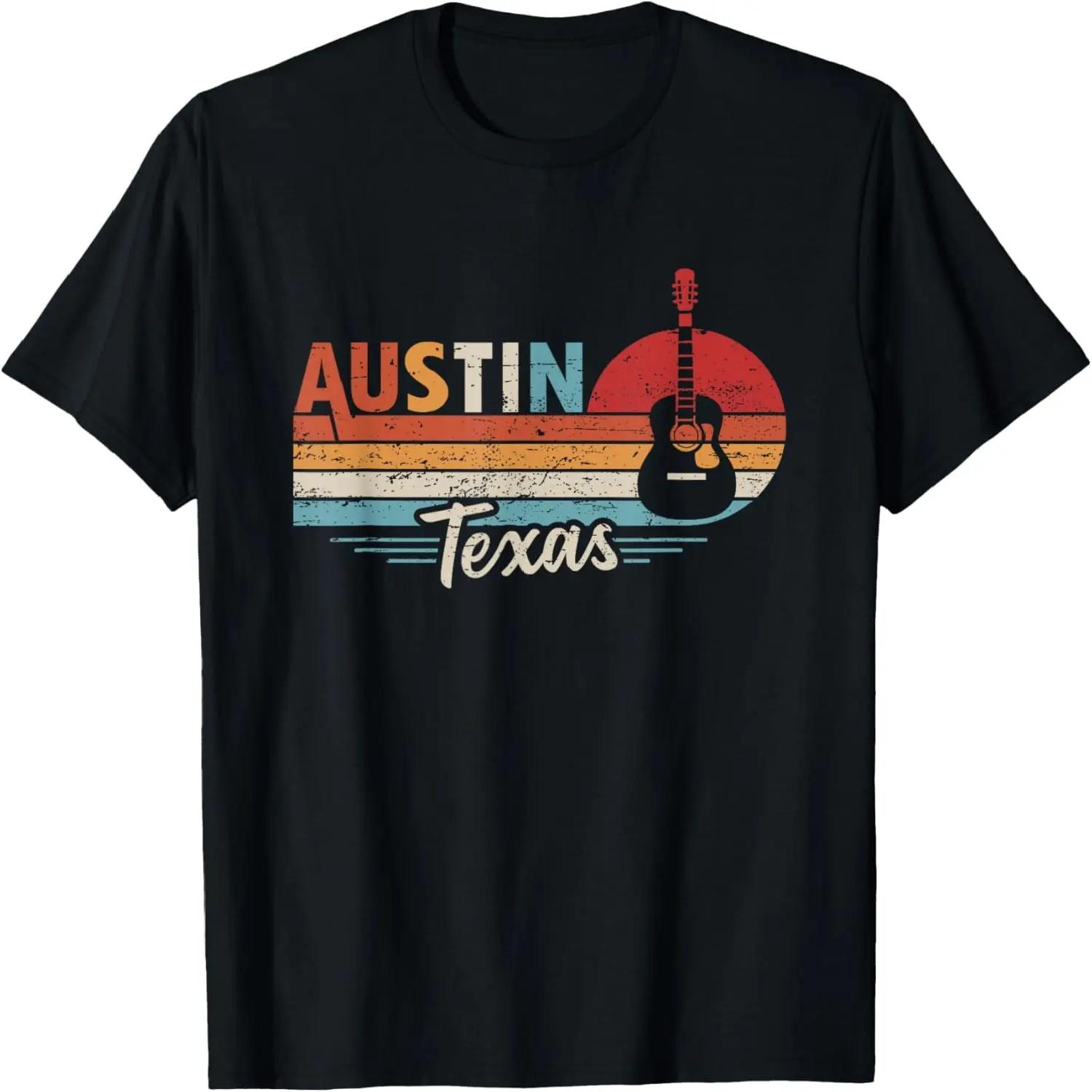 Retro Austin Texas Guitar Music T-Shirt S чёрный