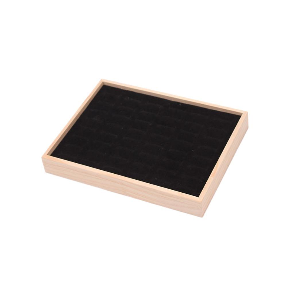 48 Grids Earrings Display Tray Velvet Ring Earring Holder Simple Wood Rings Tray  Home