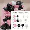 142pcs Pink and Black Balloon Set,suitable for Wedding,Diwali, Engagement, New Year, Valentine's Day Decoration Party Decoration