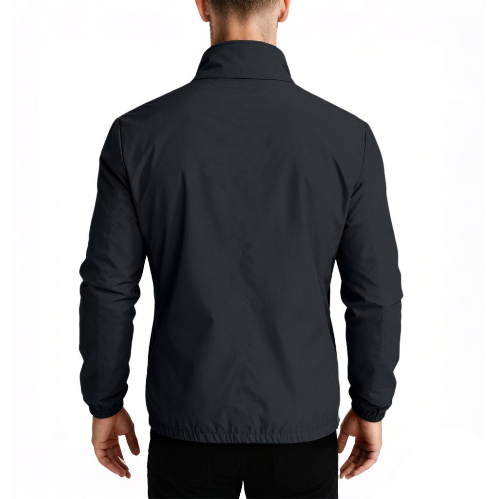 Lightweight Stand Collar Windbreaker Jacket for Men with Zipper Closure and Elastic Cuffs Casual Outerwear for Spring Fall