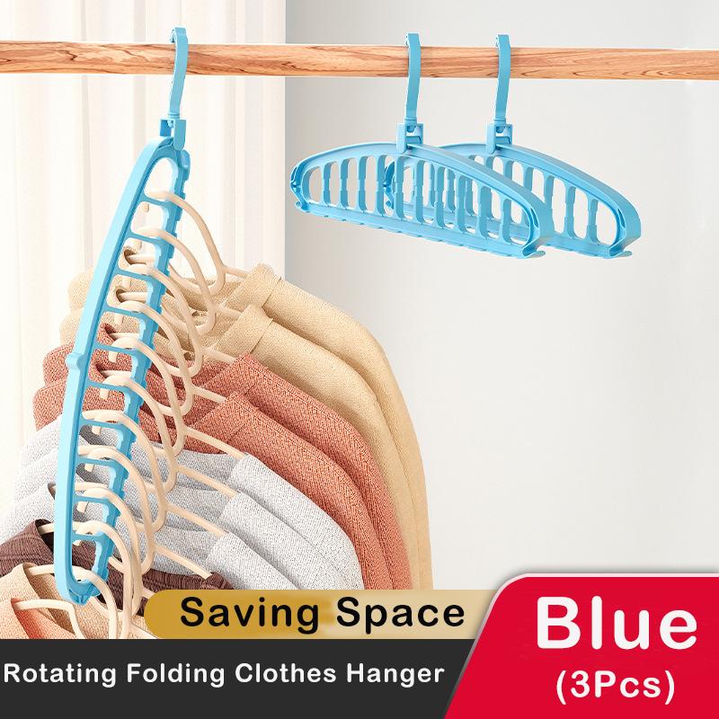 Rotating Folding Clothes Hanger Closet Organizer Multi-port Clothing Drying Rack Foldable Plastic Scarf 11-hole Storage Hangers